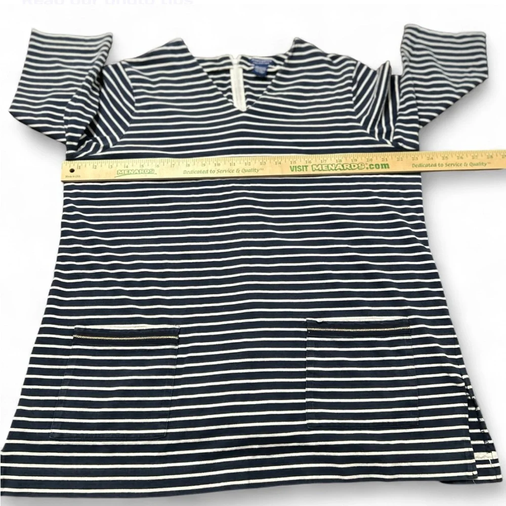 DONCASTER COLLECTION Navy and white striped 3/4 sleeve tunic top XL Good Cond.